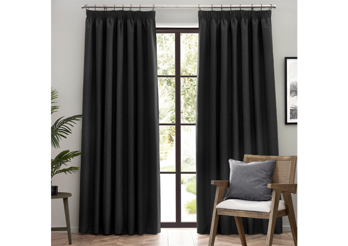 Dawn (Blackout) Pencil Pleat, Black - Ready Made Curtains - Image 7